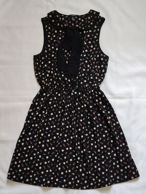 Forever21 Women's Dress Size S Black Floral Sleeveless Peter Pan Collar